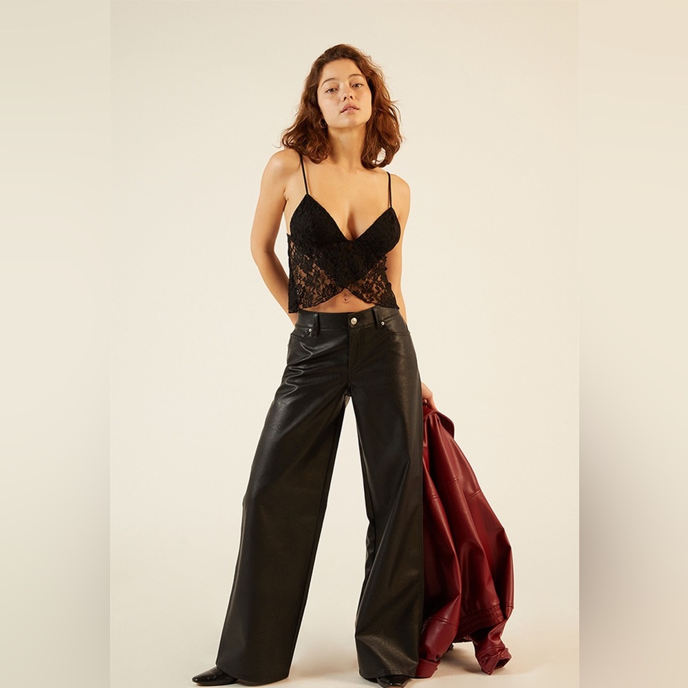 LA Hearts Faux Leather Wide Leg Pants